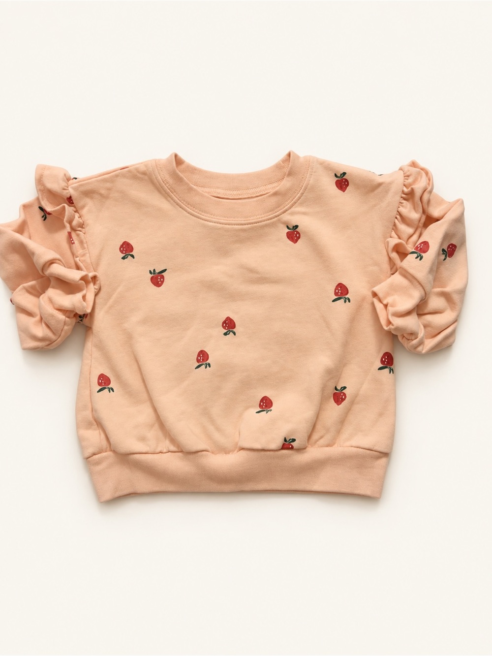 Carter's Peach Ruffle Sleeve Strawberry Sweatshirt